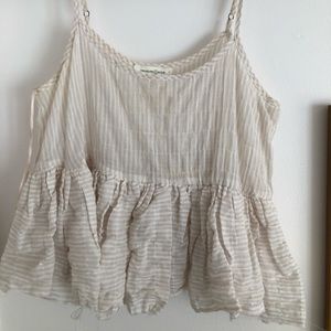 Treasure & Bond striped pink and cream peplum tank